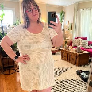 Anthropologie Sparrow white with gold detail sweater dress in XL